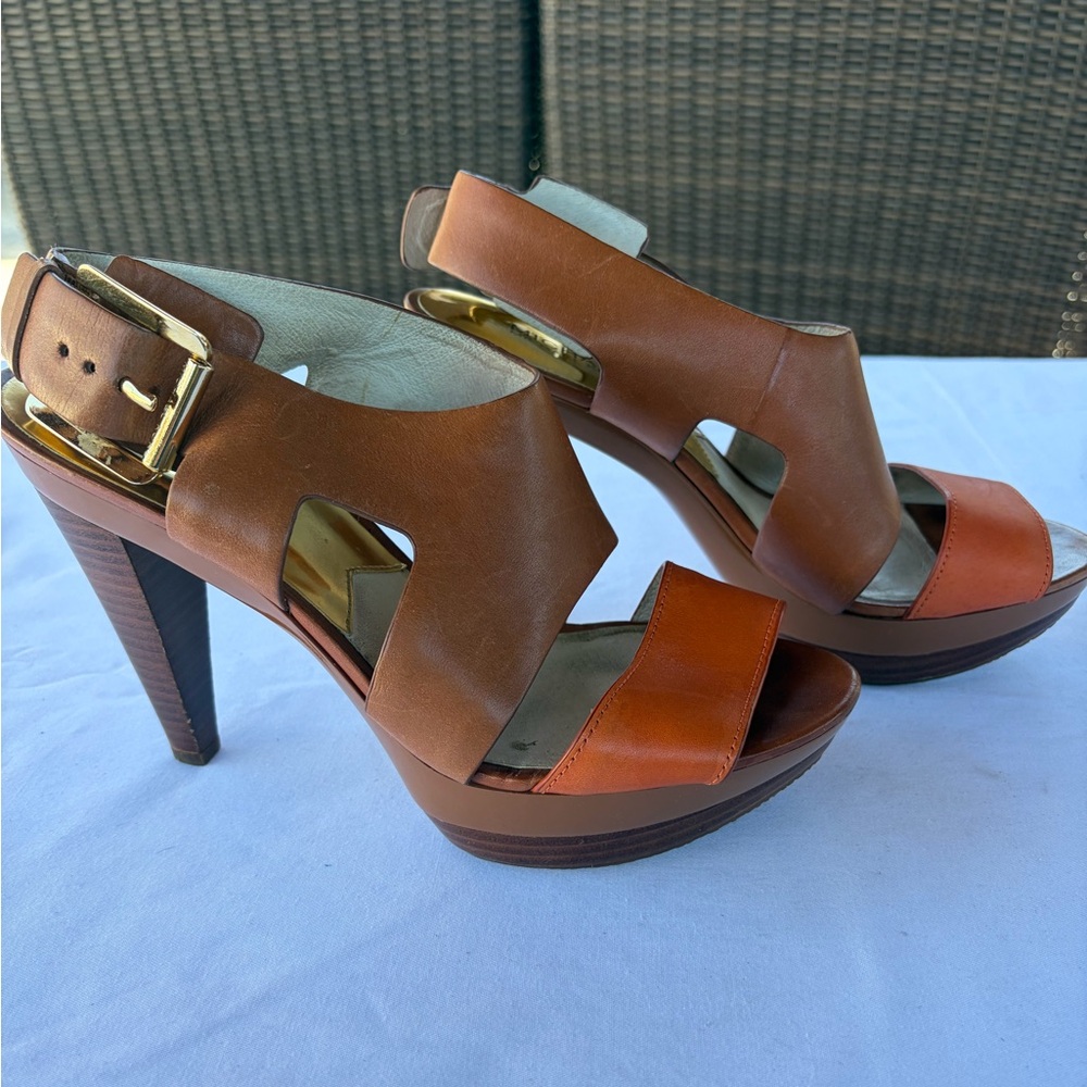 Michael Kors brown platform heels, Size 8